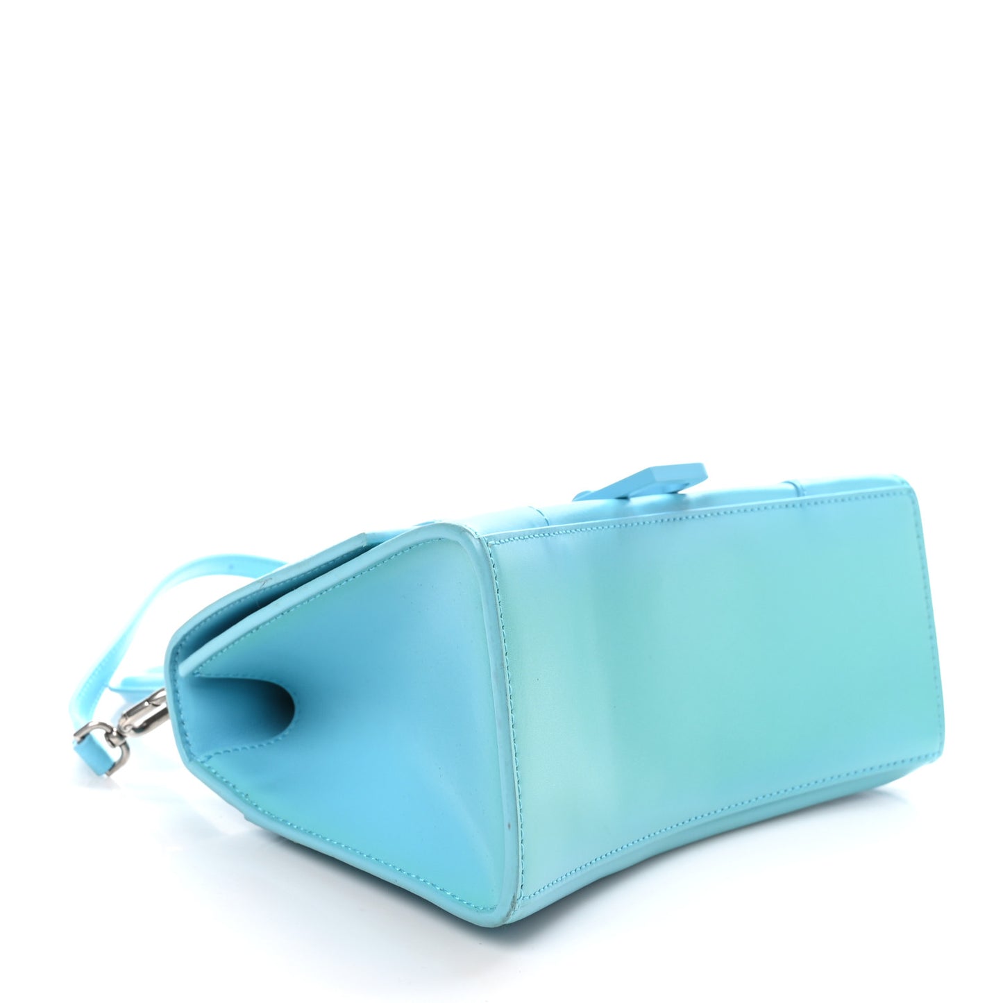 Shiny Box Calfskin Tonal B Hourglass Top Handle Bag Mini Azur