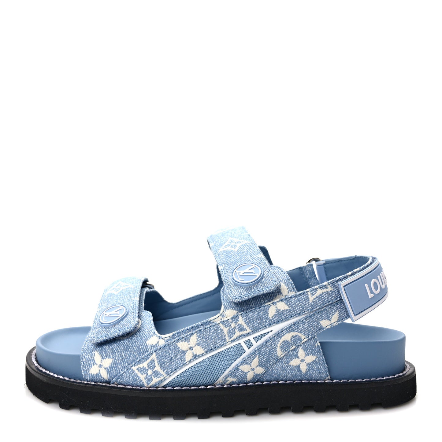 Monogram Denim Paseo Flat Comfort Sandals 39 Light Blue
