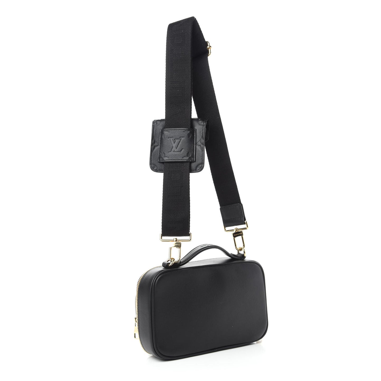 Calfskin Monogram Embossed Utility Crossbody Black