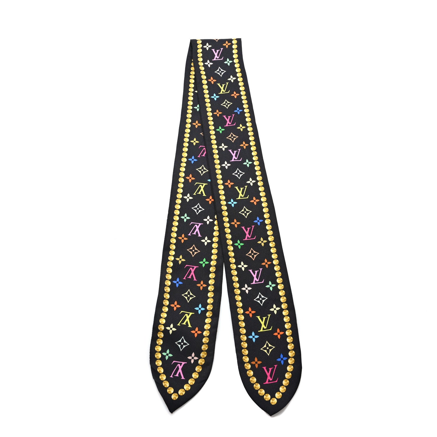 Louis Vuitton Silk Monogram Multicolor Bijou Bandeau Black 2 of 4