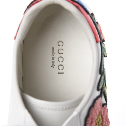 Gucci Calfskin Web Floral Embroidered Womens Ace Sneakers 38.5 White 5 of 7