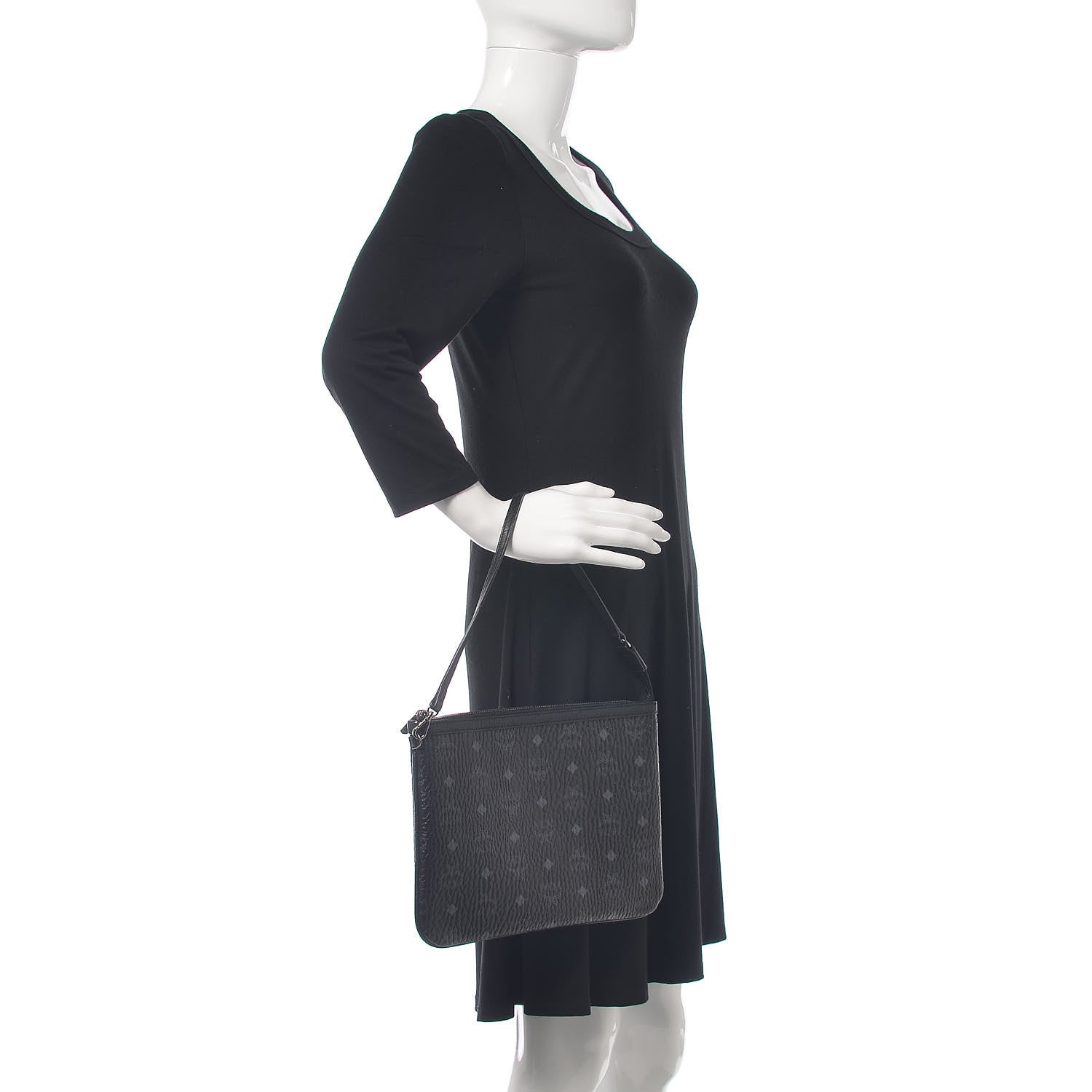 MCM Visetos Liz Shopper Tote Pouch Black 2 of 8