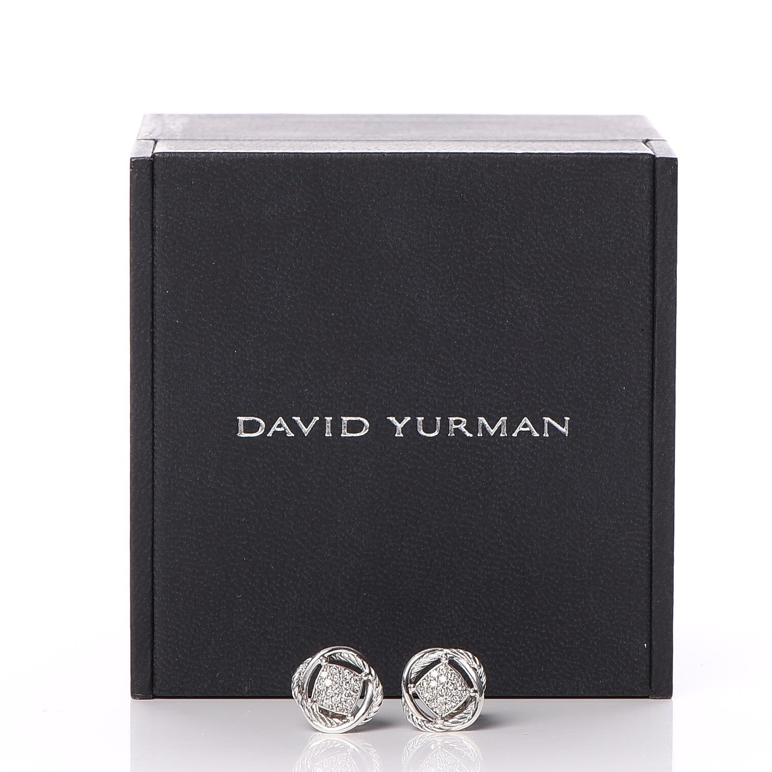 David Yurman Sterling Silver Diamond 13mm Infinity Earrings 6 of 6