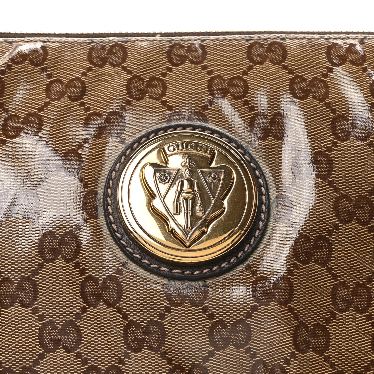 Gucci Crystal Monogram Large Hysteria Clutch Brown 8 of 10