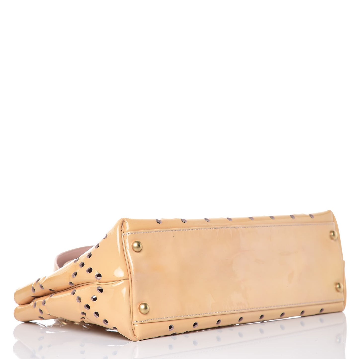 Patent Perforated CC Shopping Tote Beige