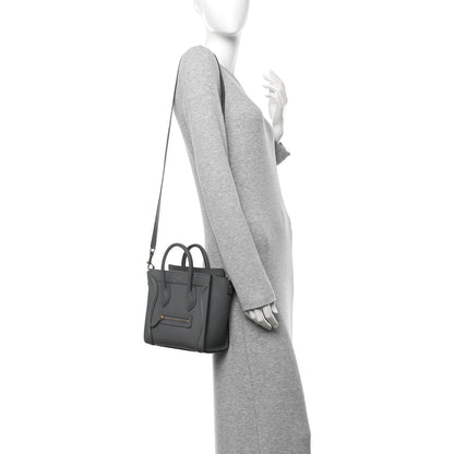 Celine Drummed Calfskin Nano Luggage Kohl 2 of 14