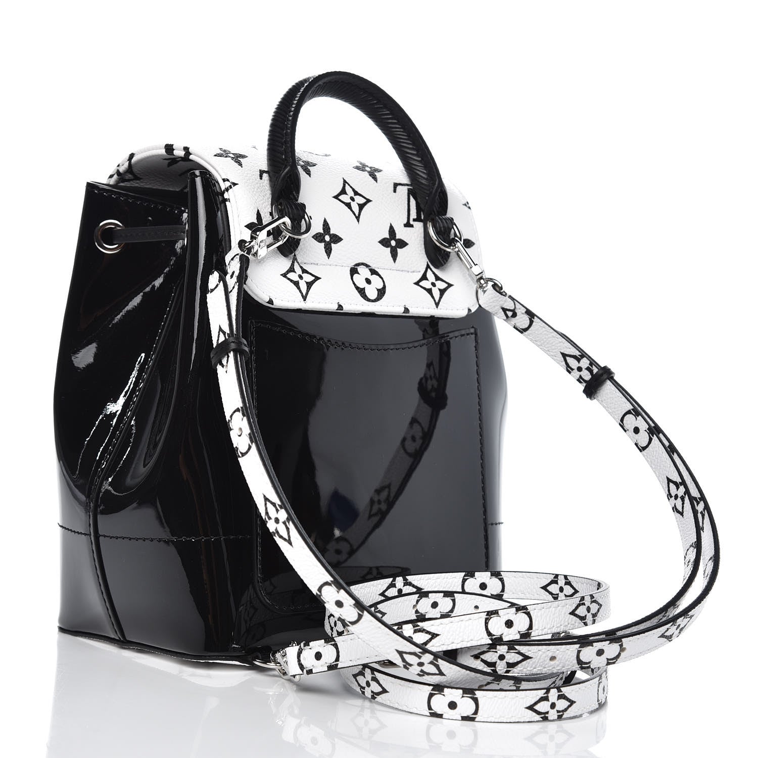 Louis Vuitton Patent Monogram Hot Springs Backpack Black White 4 of 6