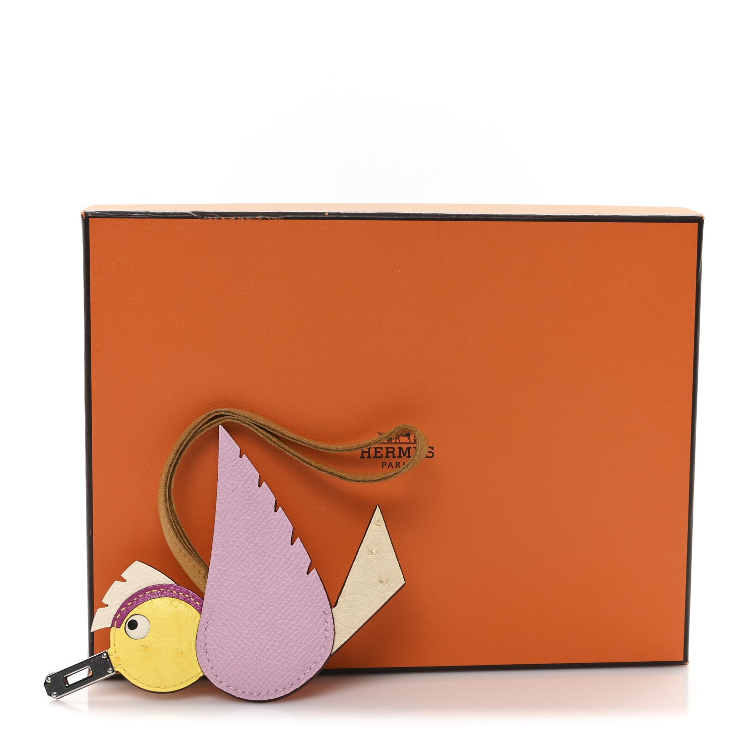Hermes Ostrich Epsom Swift Birdy Bag Charm Mauve Sylvestre Nata Jaune Citron Magnolia Sesame 6 of 6