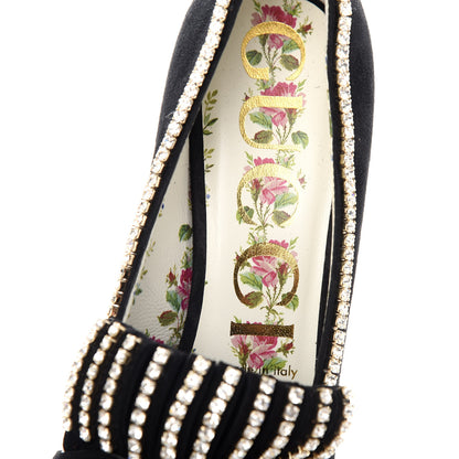 Gucci Kid Scamosciato Crystal GG Marmont Fringe 50mm Loafer Pumps 36.5 Black 8 of 11