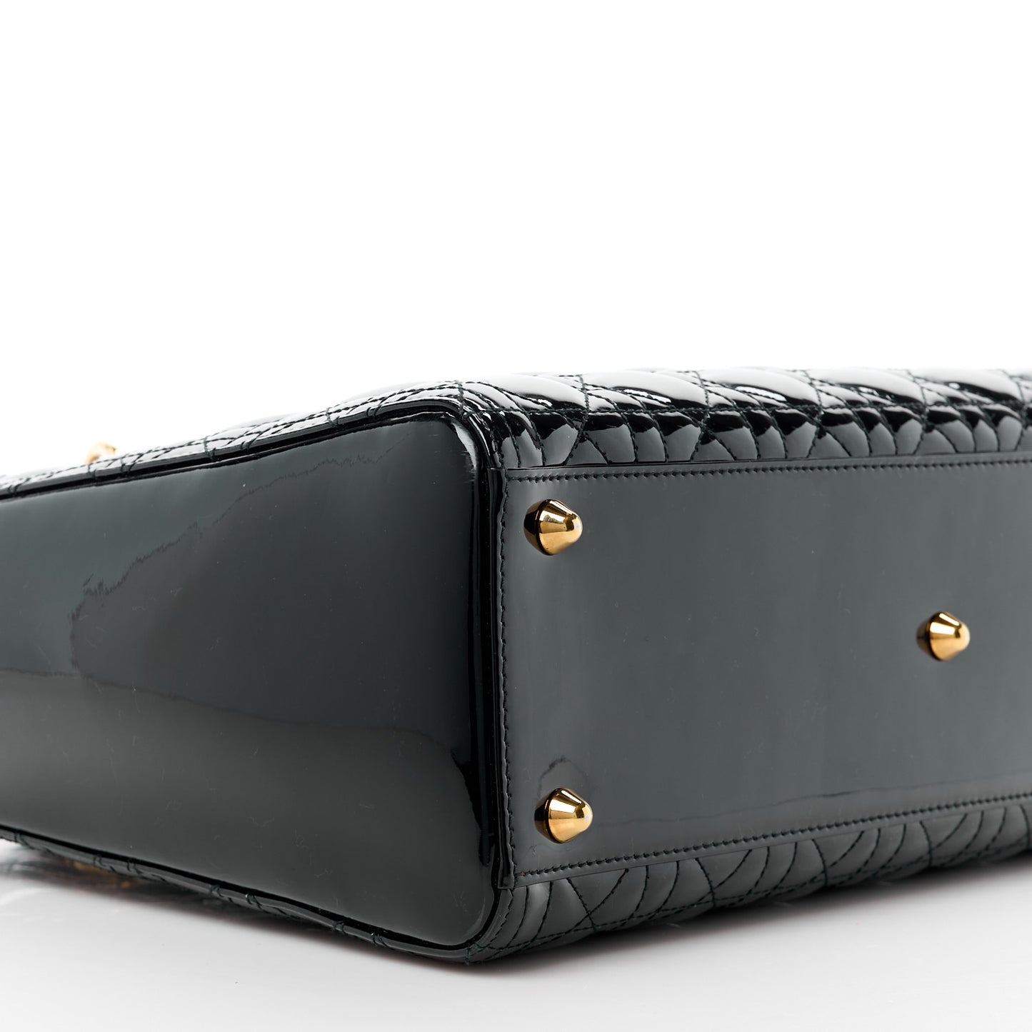 CHRISTIAN DIOR Patent Cannage Large Lady Dior Black