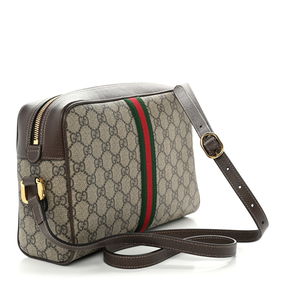 GG Supreme Monogram Web Small Ophidia Shoulder Bag Brown