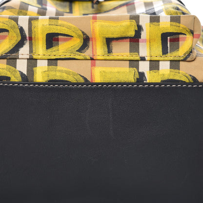 Burberry Calfskin Vintage Check Graffiti Print Small Rucksack Backpack Yellow 10 of 10