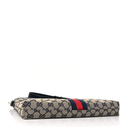 Gucci GG Supreme Monogram Web Flat Messenger Bag Navy 4 of 9
