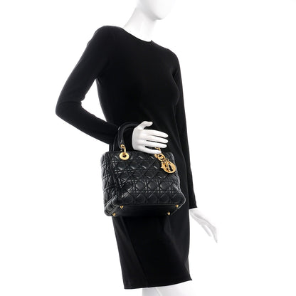 Christian Dior Lambskin Cannage Medium Lady Dior Black 3 of 9