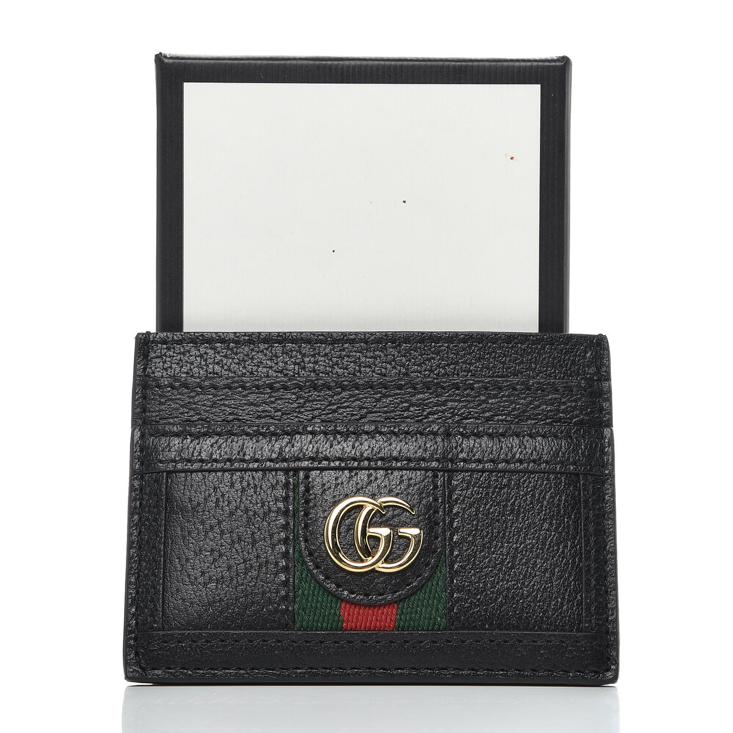 Calfskin Web GG Ophidia Card Holder Black