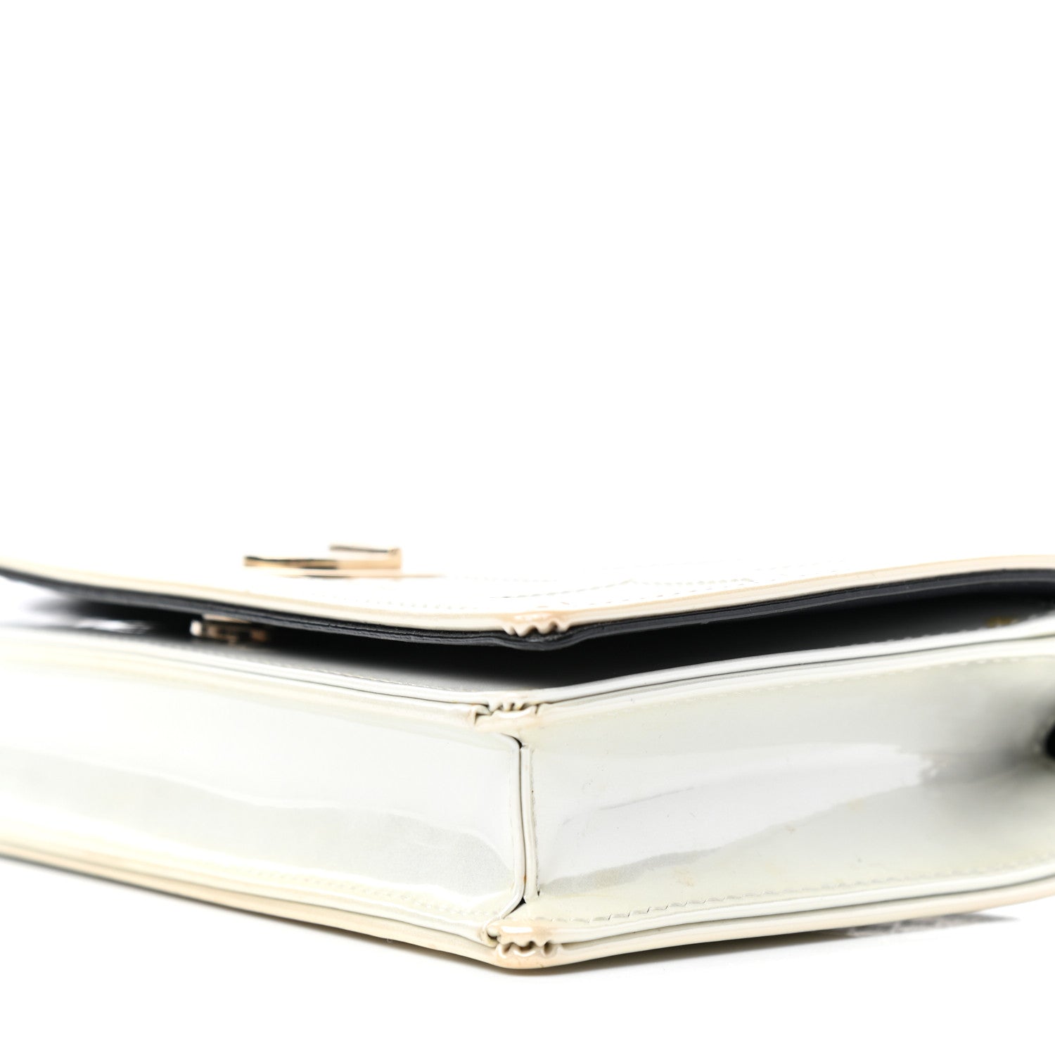 Christian Dior Patent Micro-Cannage Diorama Wallet on Chain Pouch White 8 of 9