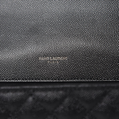 Saint Laurent Grain De Poudre Textured Mixed Matelasse Triquilt Medium Monogram Satchel Black 6 of 10