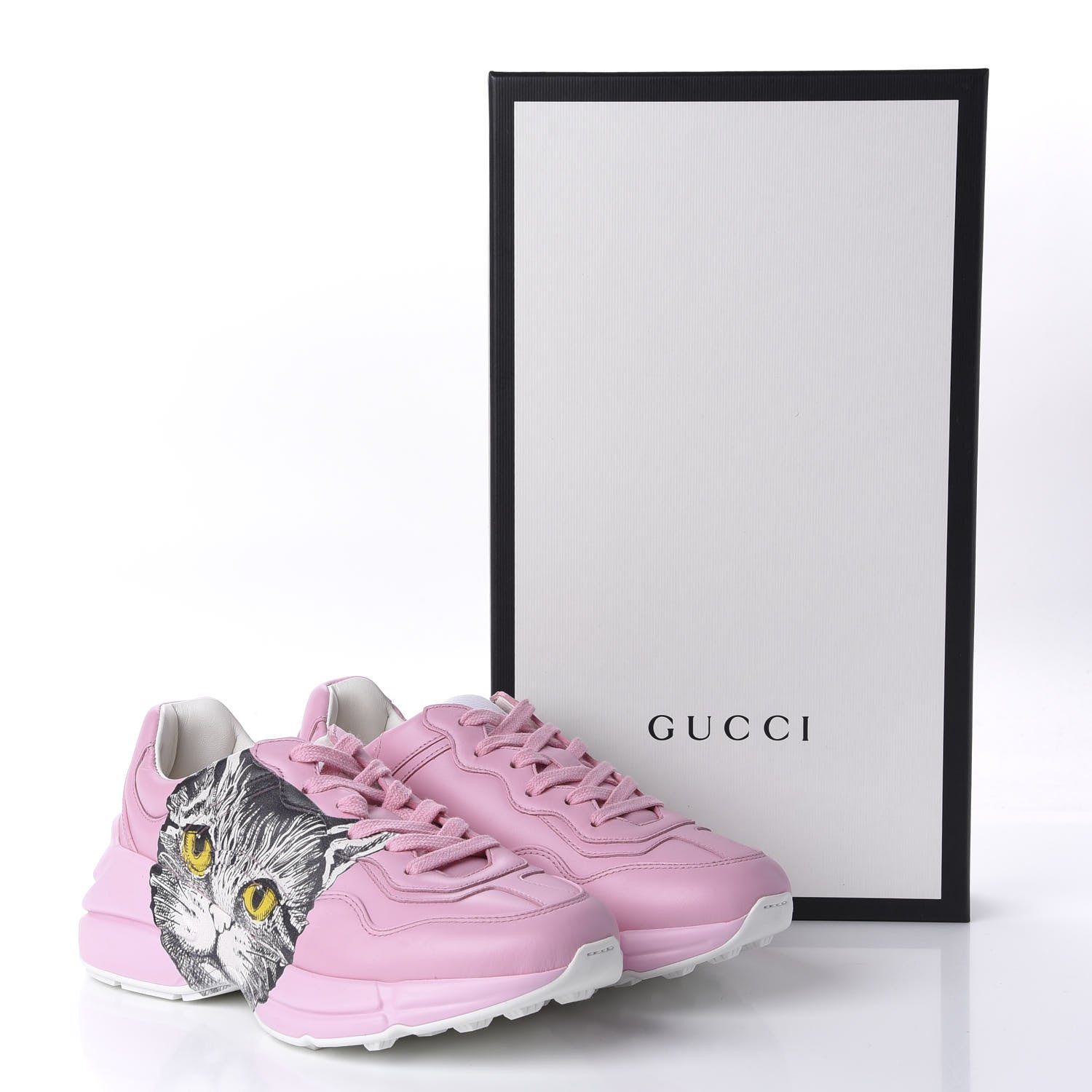 Gucci Calfskin Mystic Cat Rhyton Sneakers 36.5 Sugar Pink 11 of 11