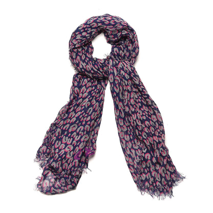 Louis Vuitton Cashmere Silk Leopard Etole Stole Blue Nuit 1 of 4