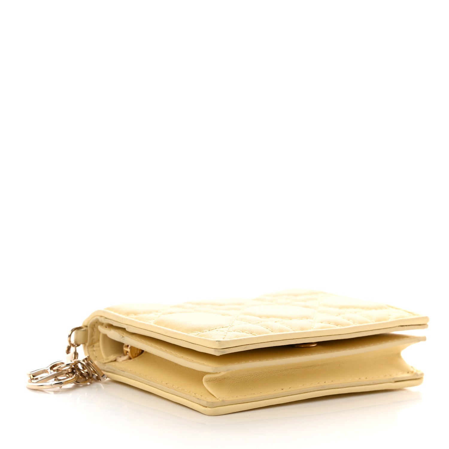 Christian Dior Lambskin Cannage Mini Lady Dior Wallet Soft Yellow 4 of 10