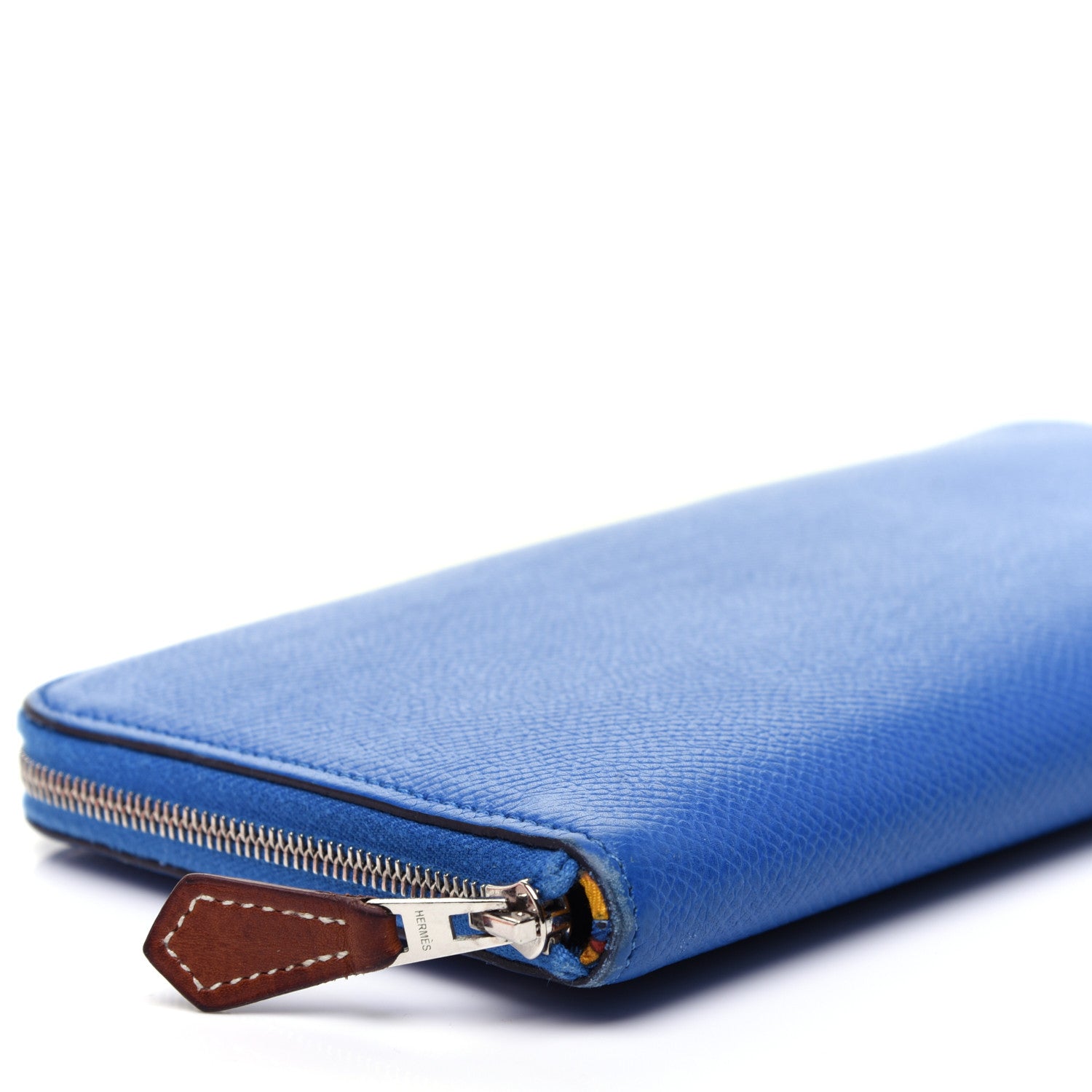 Hermes Epsom Silk'In Wallet Bleu Zellige Jaune Ambre 6 of 8