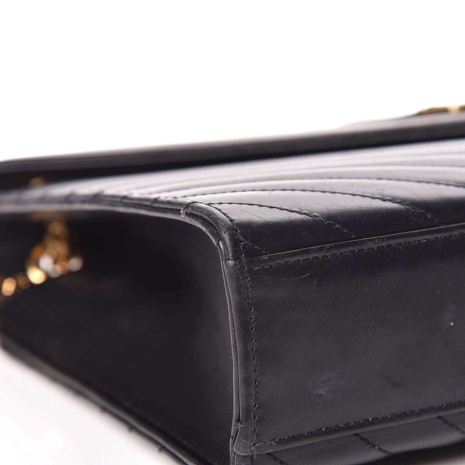 Saint Laurent Smooth Calfskin Matelasse Chevron Large Monogram Satchel Black 9 of 20