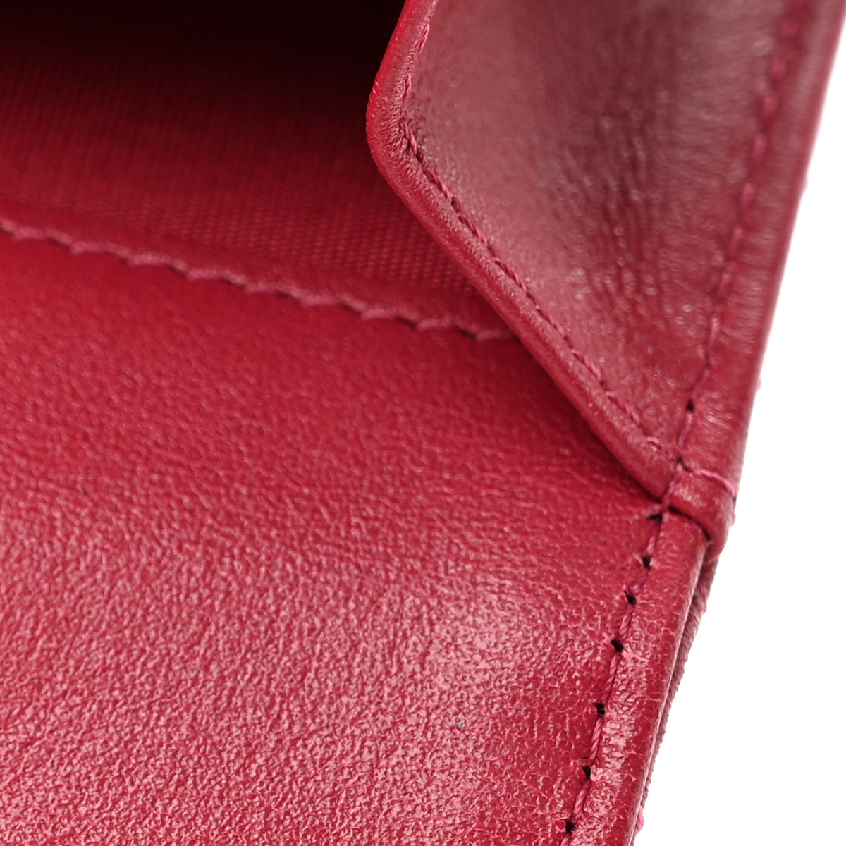 Calfskin Chevron Quilted Compact Flap Wallet Dark Pink