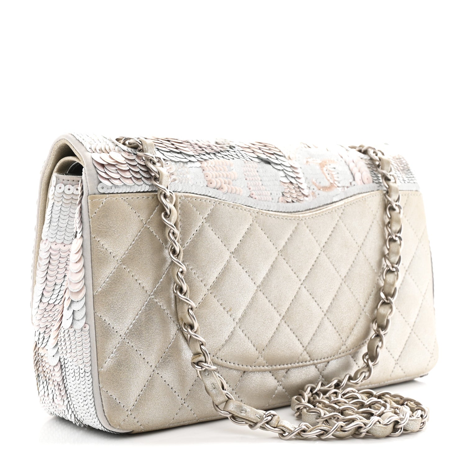 Chanel Sequin CC Small Double Flap Silver 3 of 10
