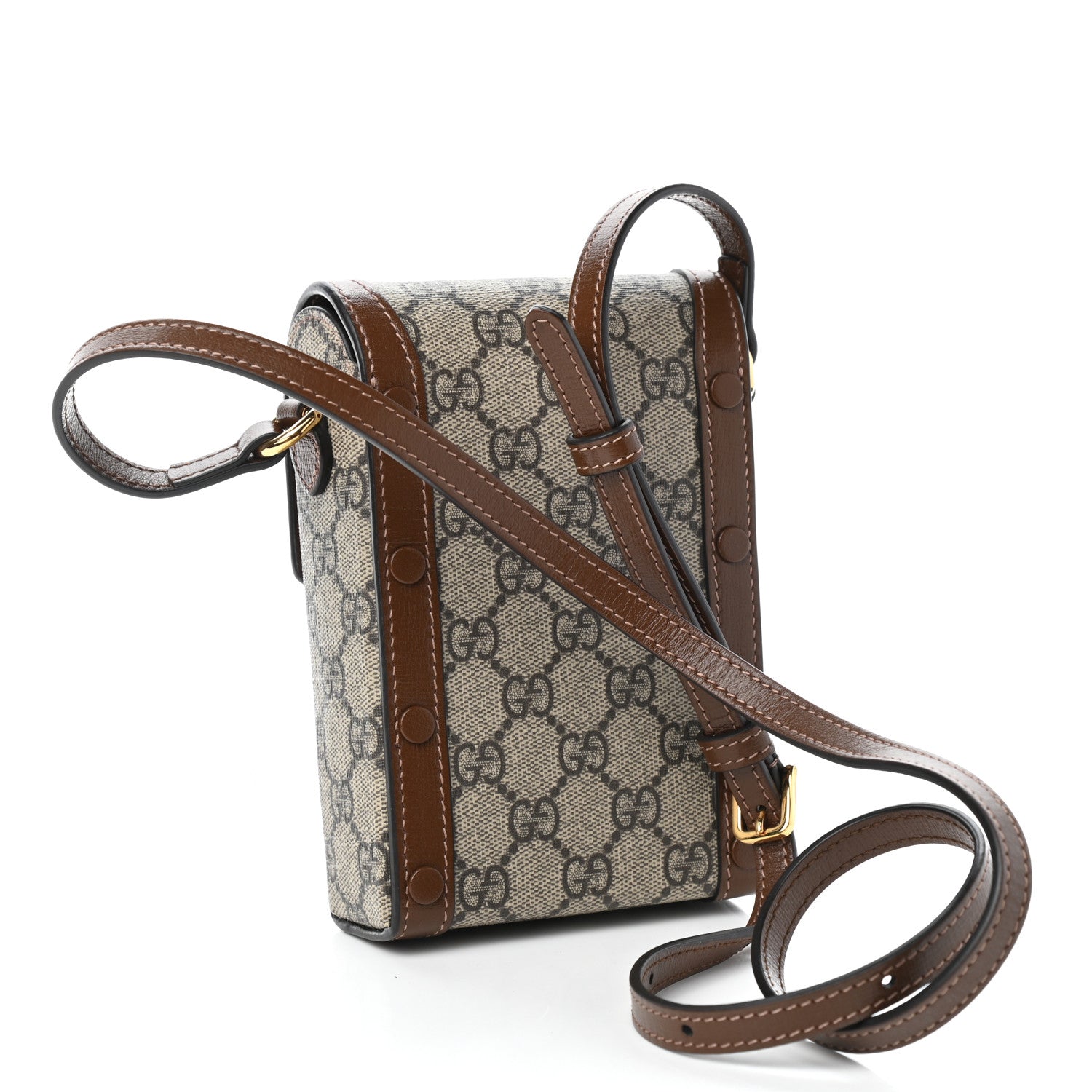 Gucci GG Supreme Monogram Mini Horsebit 1955 Crossbody Bag Beige Brown Sugar 3 of 9