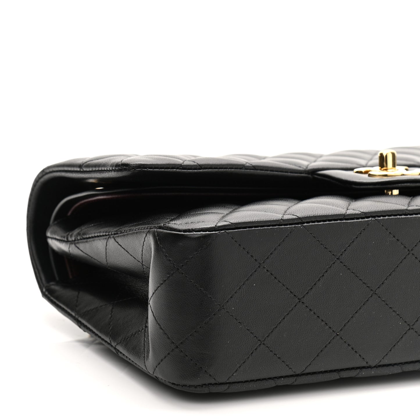 Lambskin Quilted Medium Double Flap Black