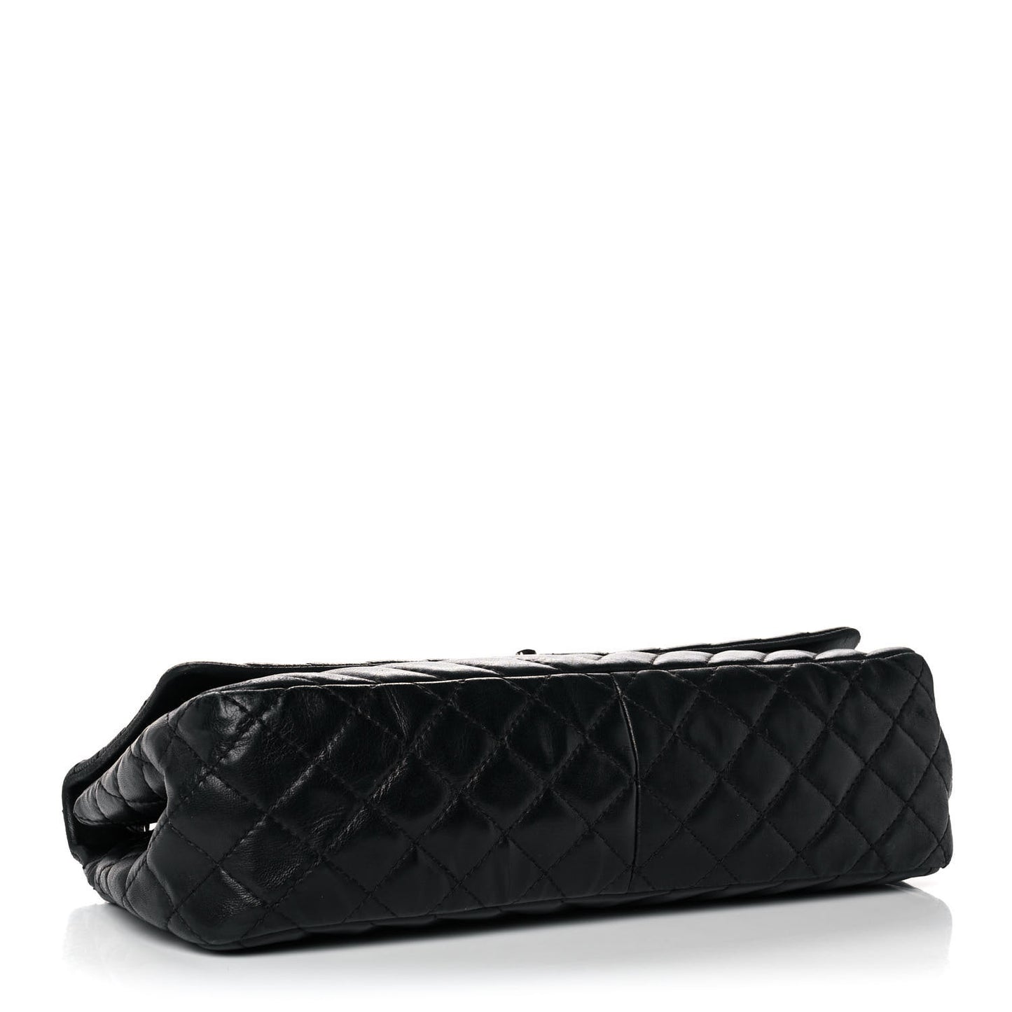 Lambskin Chevron Quilted Single Flap Black