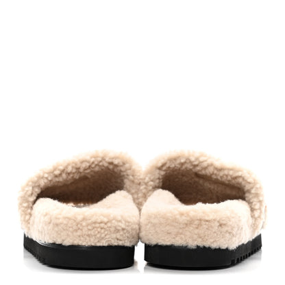 Louis Vuitton Shearling Calfskin Paseo Flat Comfort Mule 38 Beige 6 of 9