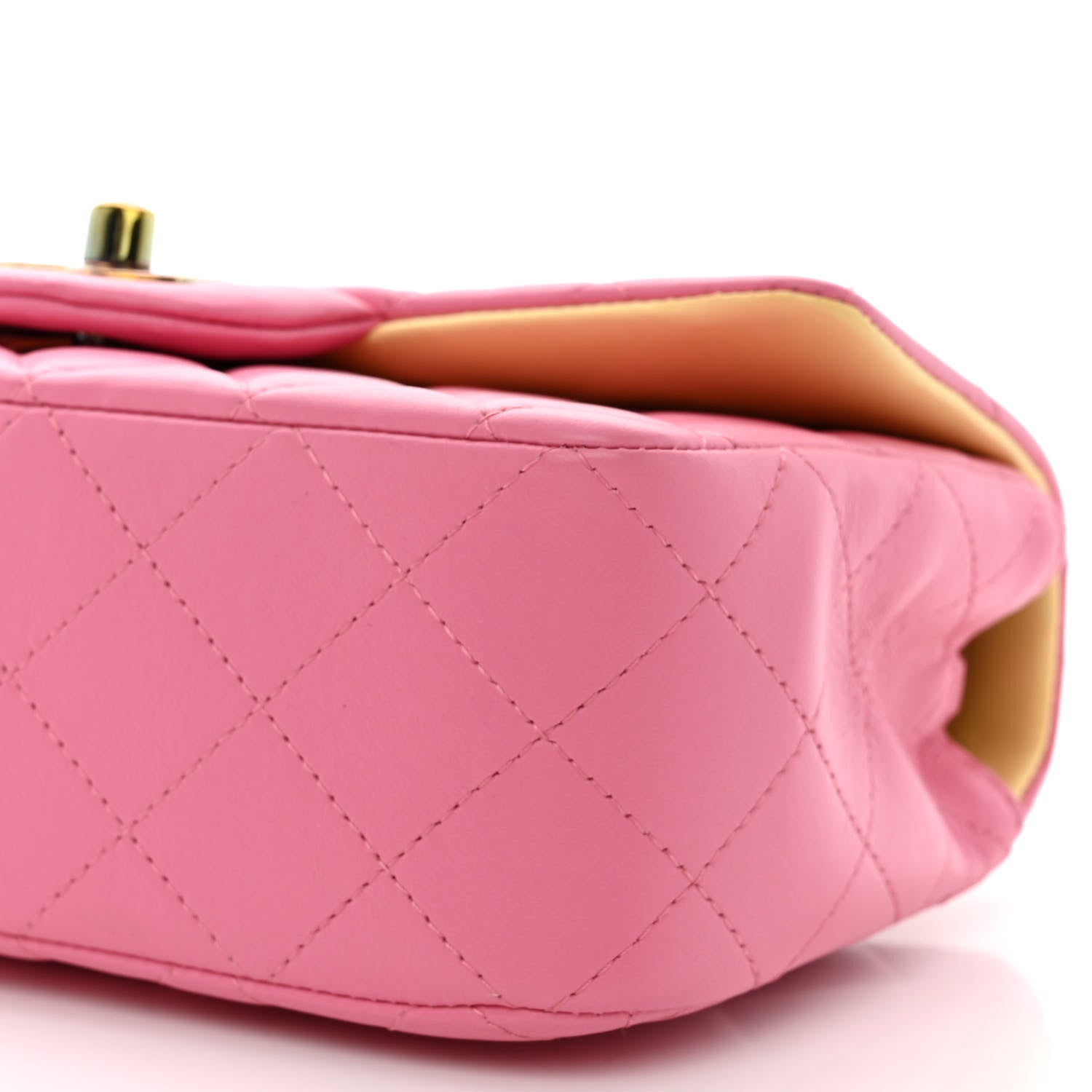 Chanel Lambskin Quilted Mini Rectangular Flap Pink Yellow 10 of 11