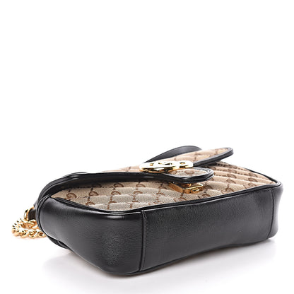 Gucci Monogram Matelasse Diagonal Mini GG Marmont Shoulder Bag Beige Black 4 of 11