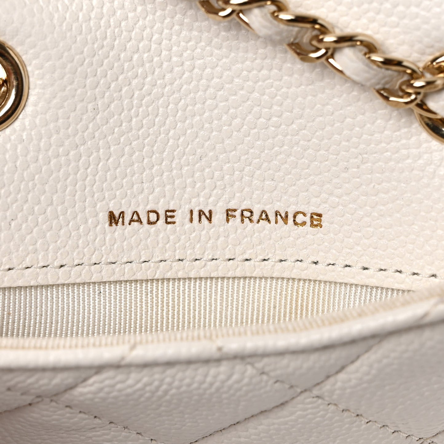 Caviar Quilted Mini Chain Belt Bag White