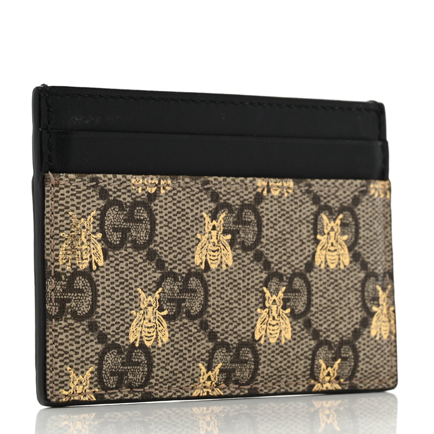 Gucci GG Supreme Monogram Bees Card Holder Black 3 of 6