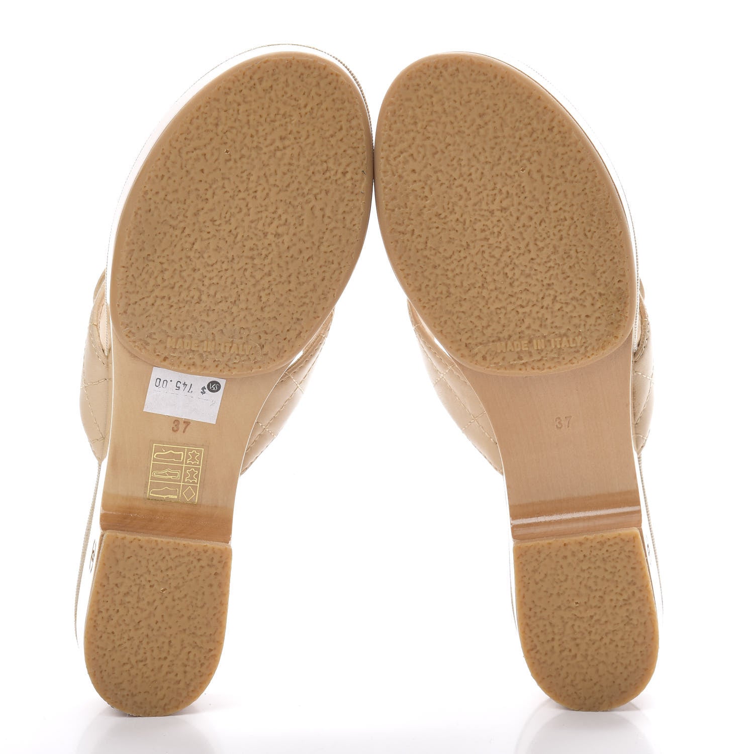 Chanel Lambskin Quilted CC Turnlock Sandals 37 Beige 5 of 10