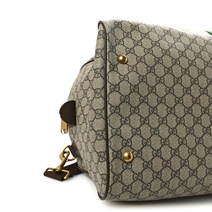 Gucci GG Supreme Monogram Textured Dollar Calfskin Web Medium Ophidia Carry-On Duffle Bag Beige Ebony New Acero 8 of 9