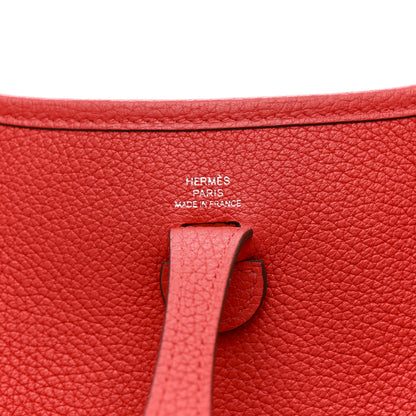 Hermes Taurillon Clemence Evelyne TPM Rouge De Coeur Bleu Du Nord 6 of 11
