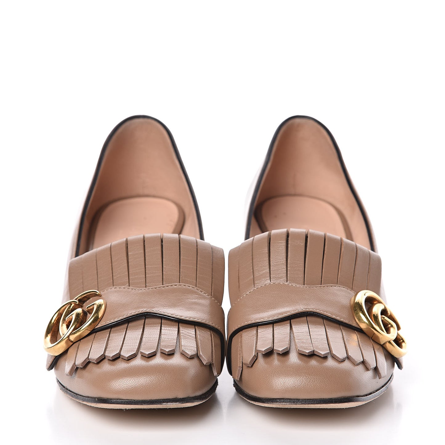 Malaga Kid GG Marmont Fringe 50mm Loafer Pumps 36 Porcelain Rose