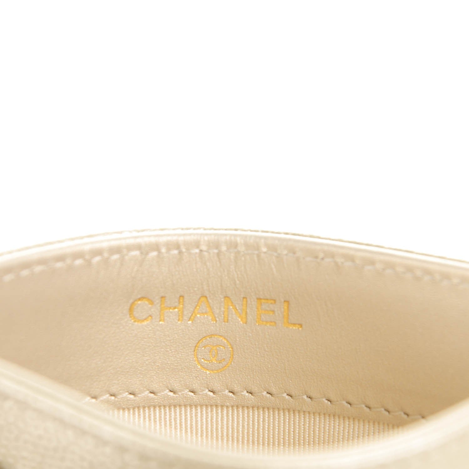 Chanel Metallic Caviar Quilted Card Holder Light Gold 7 of 8