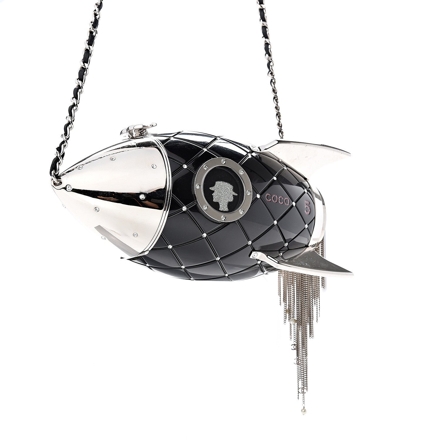 Chanel Plexiglass Crystal Rocket Ship Minaudière Clutch Black 3 of 10