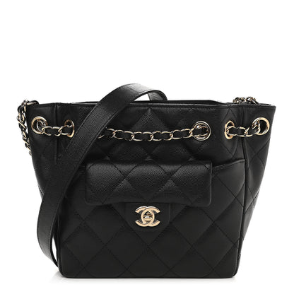 Chanel Caviar Quilted Flap Bucket Bag Black 1 of 9