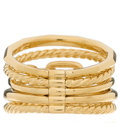 David Yurman 18K Yellow Gold Diamond 15mm Stax Five-Row Ring 59 8.75 3 of 4