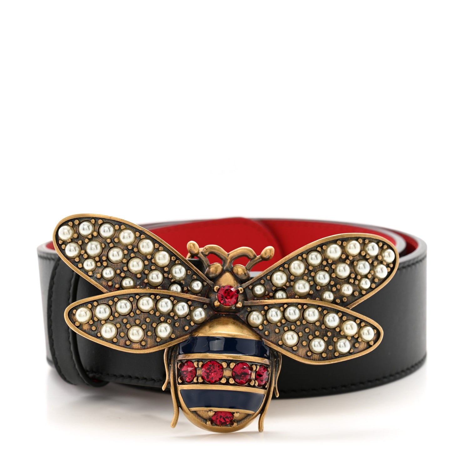 Calfskin Queen Margaret Bee Belt 80 32 Black