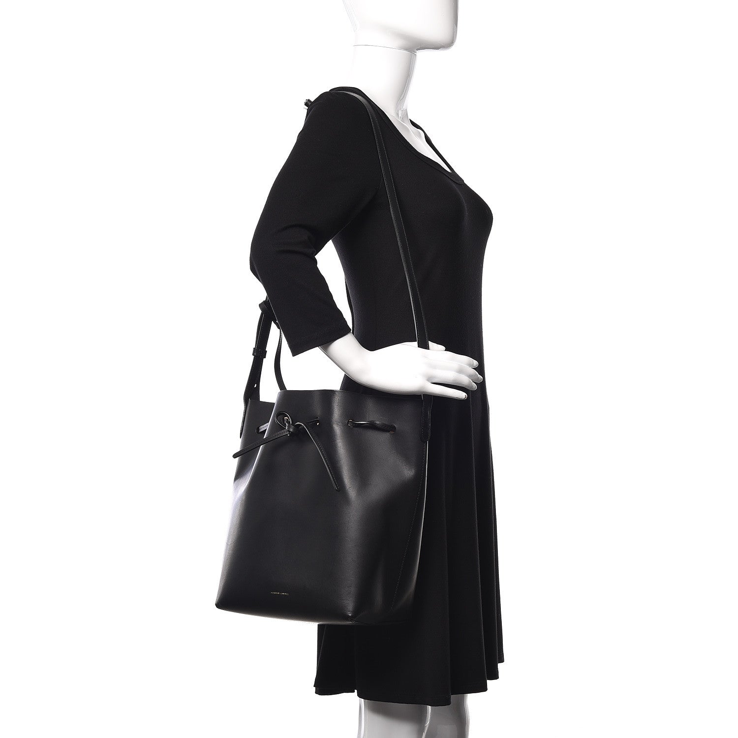 Mansur Gavriel Vegetable Tanned Calfskin Bucket Bag Black Ballerina 2 of 12