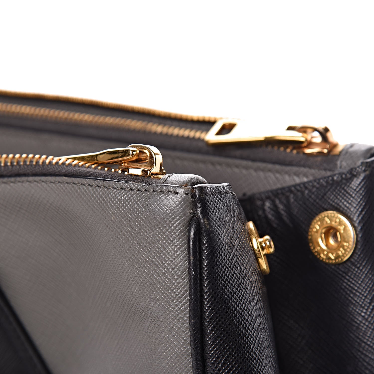 Prada Saffiano Lux Bi-Color Medium Tote Mercurio Black 12 of 21