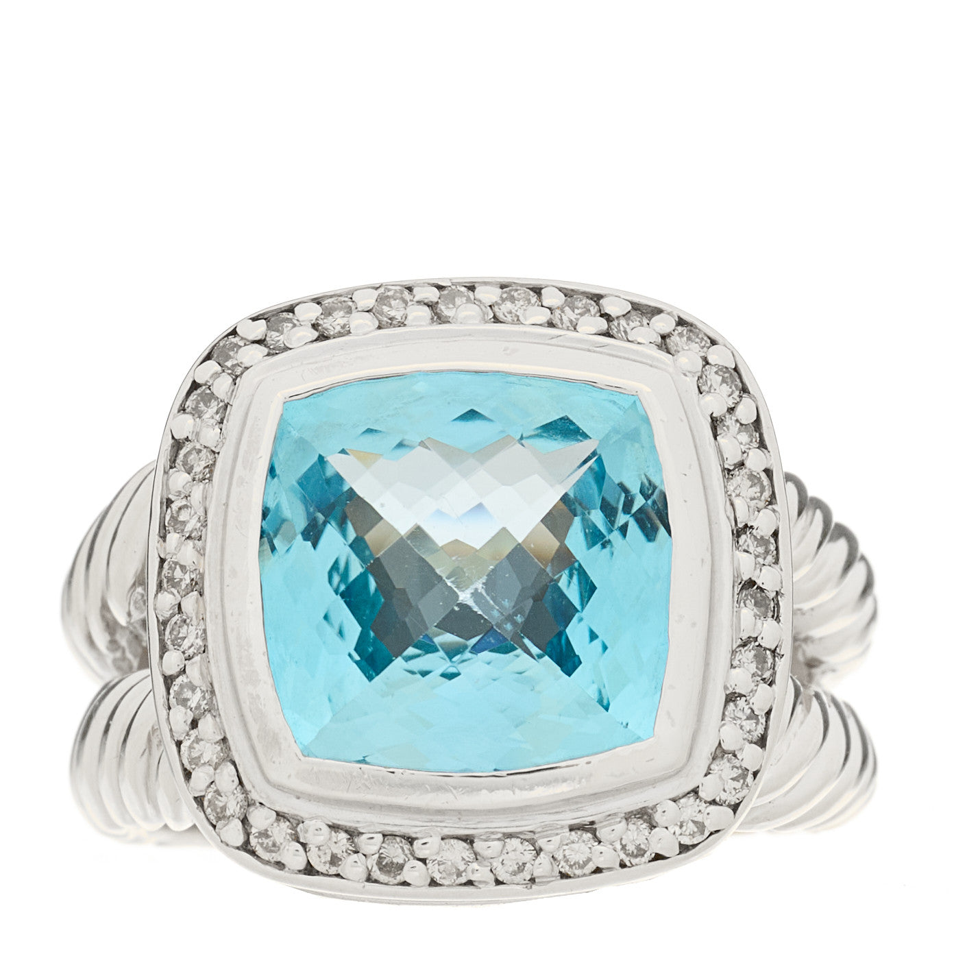 Sterling Silver Diamond Blue Topaz 11mm Albion Ring 54 7