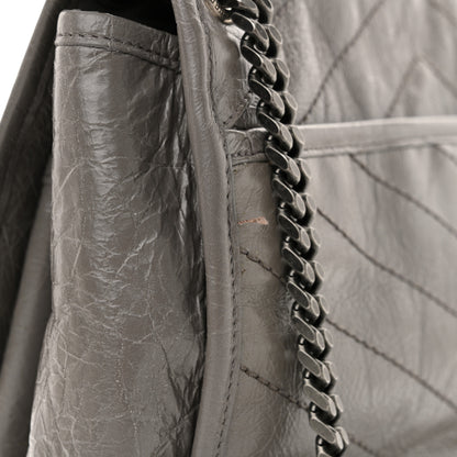 Saint Laurent Crinkled Calfskin Matelasse Monogram Medium Niki Chain Satchel Fog 12 of 12
