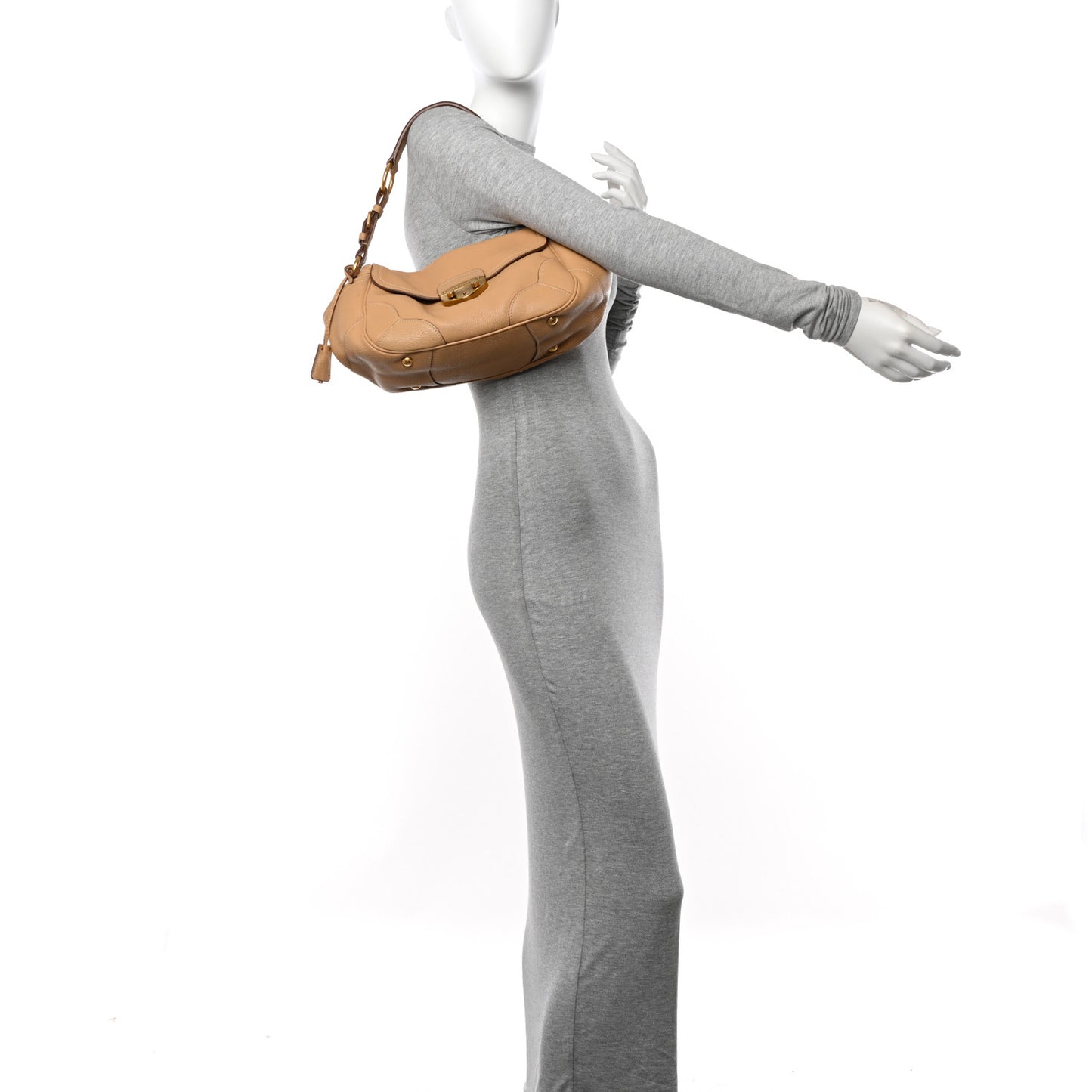 Vitello Daino Flap Shoulder Bag Sughero